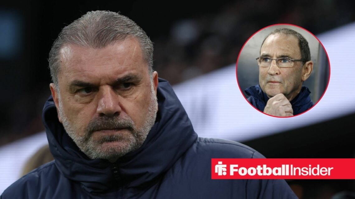 Ange Postecoglou on the sidelines, Martin O'Neill in a circular inset