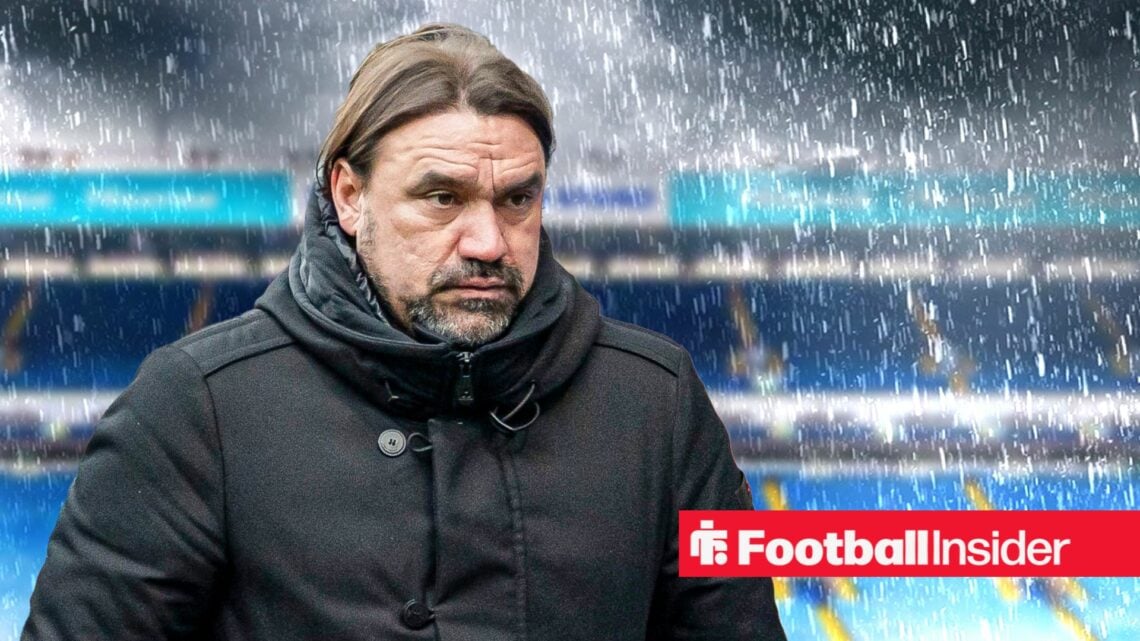 Daniel Farke looking stressed out at Elland Road