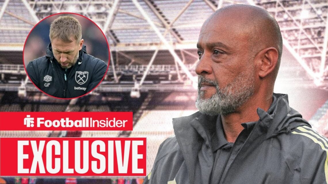 Nuno Espirito Santo looks across at Graham Potter in a circular inset