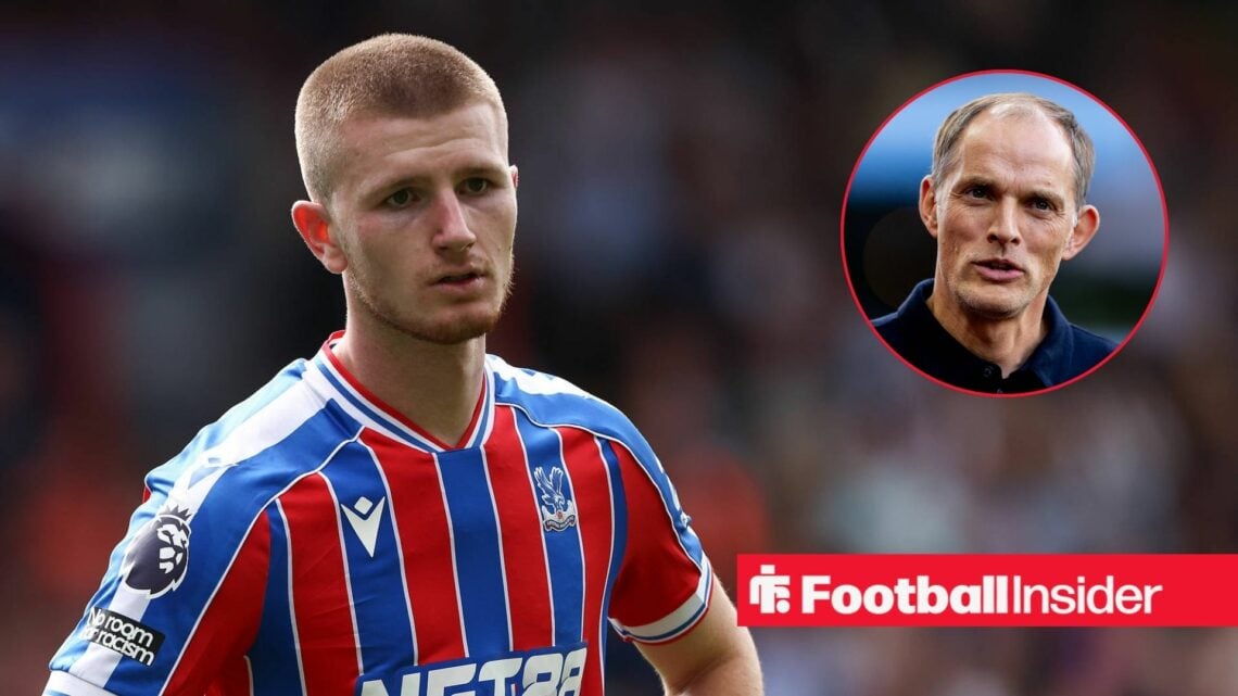 Adam Wharton looking unhappy and Thomas Tuchel in inset