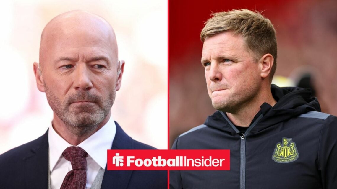 Alan Shearer alongside Newcastle manager Eddie Howe