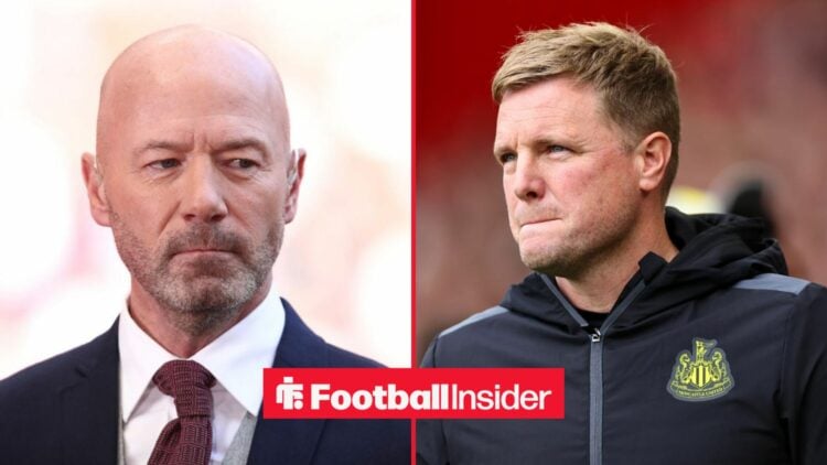 Alan Shearer alongside Newcastle manager Eddie Howe