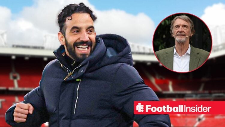 Ruben Amorim next to a circular inset Jim Ratcliffe