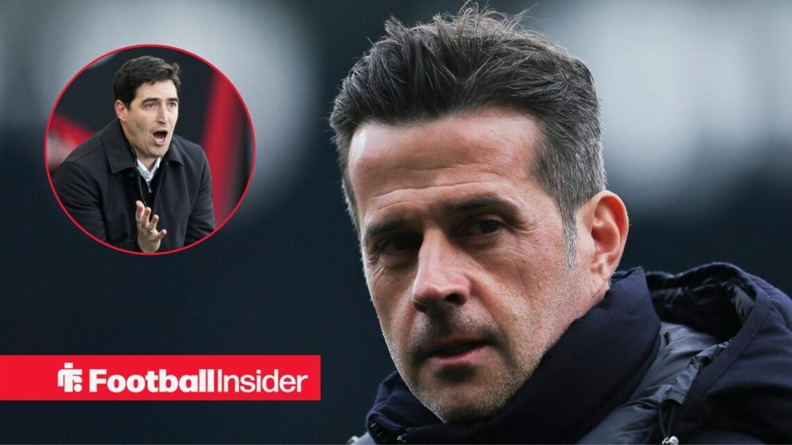 Bournemouth boss Andoni Iraola in a circular frame alongside an image of Fulham boss Marco Silva