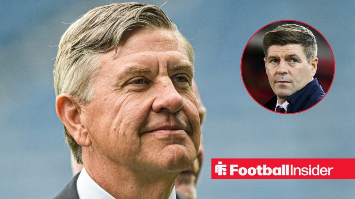 Rangers owner Andrew Cavenagh alongside a circular inset of Steven Gerrard