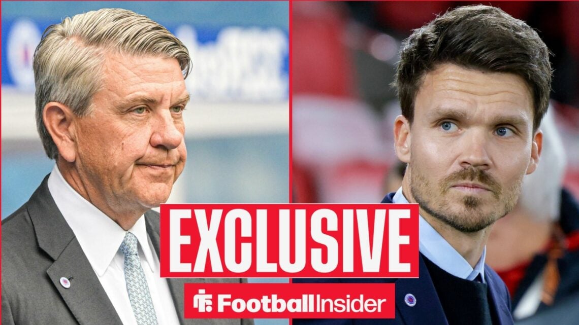 Andrew Cavenagh frowning on the left with Danny Rohl focused on the right for Rangers