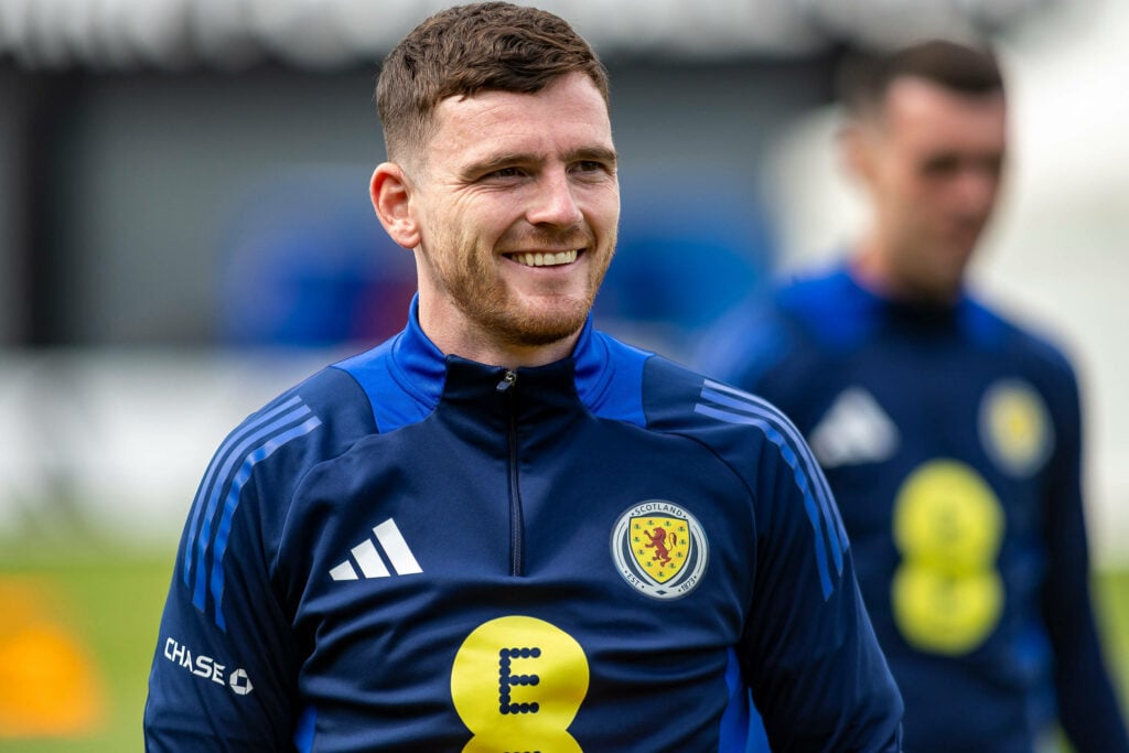 Andy Robertson smiling for Scotland