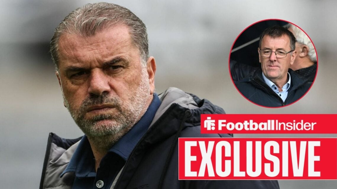 Nottingham Forest manager Ange Postecoglou, alongside a circular inset of Matt Le Tissier
