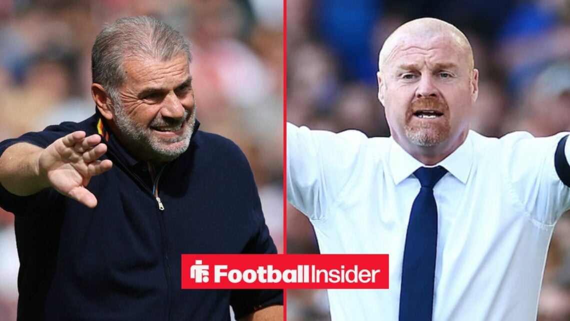 Ange Postecoglou on the sidelines for Nottingham Forest, with Sean Dyche on the sidelines for Everton