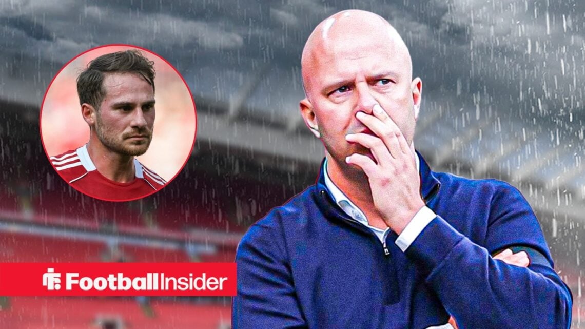 Liverpool manager Arne Slot with player Alexis Mac Allister left inset