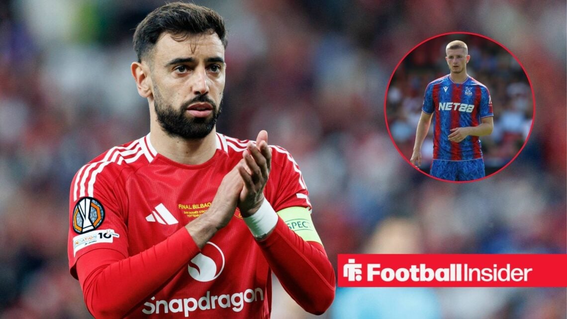 Man United capture Bruno Fernandes with an inset of Adam Wharton