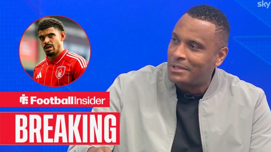 Clinton Morrison in the Sky Sports studio, Morgan Gibbs-White in a circular inset