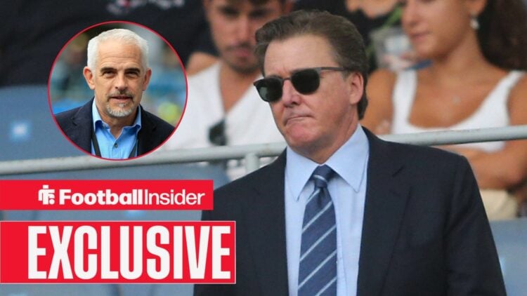 Dan Friedkin looking unimpressed with Alan Pace included in a circular inset