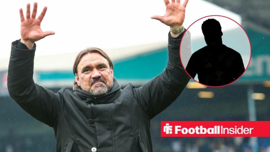 Daniel Farke at Elland Road, Willy Gnonto's silhouette in a circular inset