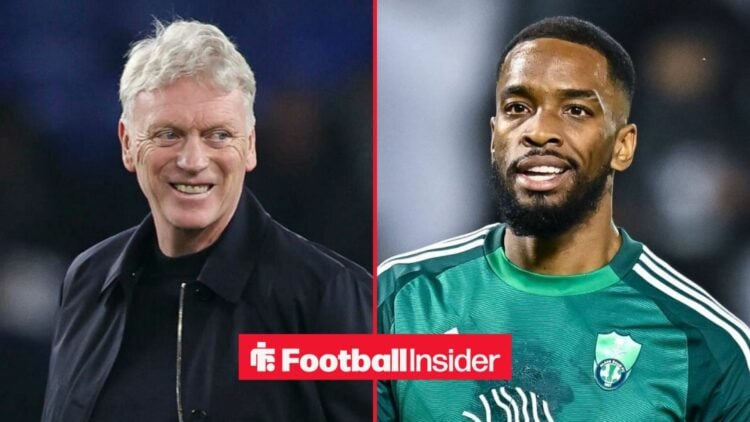 David Moyes on the sidelines with Everton, with Ivan Toney in a circular inset