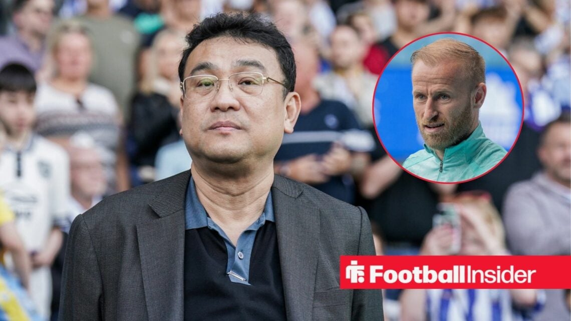 Dejphon Chansiri looking focused with Barry Bannan included in a circular inset