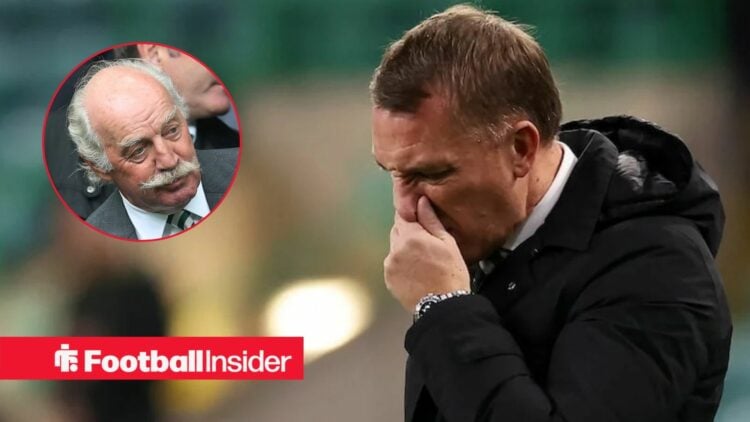 Celtic manager Brendan Rodgers, alongside a circular inset of owner Dermot Desmond.