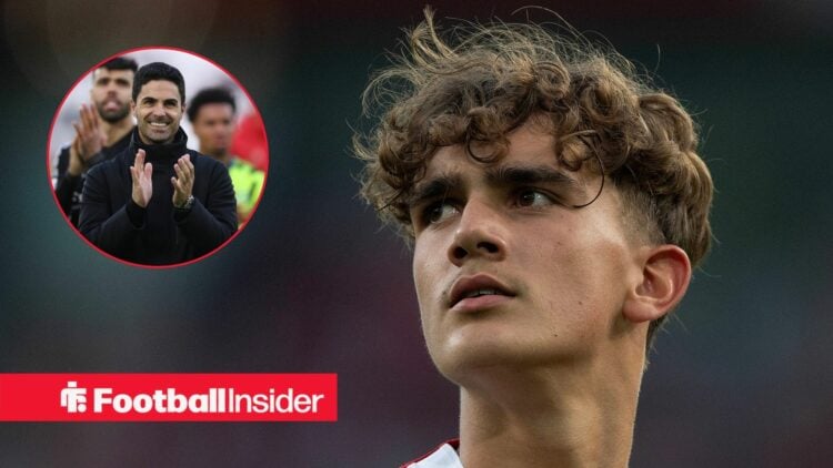 Arsenal's Max Dowman with Mikel Arteta inset