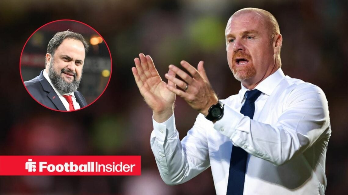 Sean Dyche and Forest owner Evangelos Marinakis left inset.
