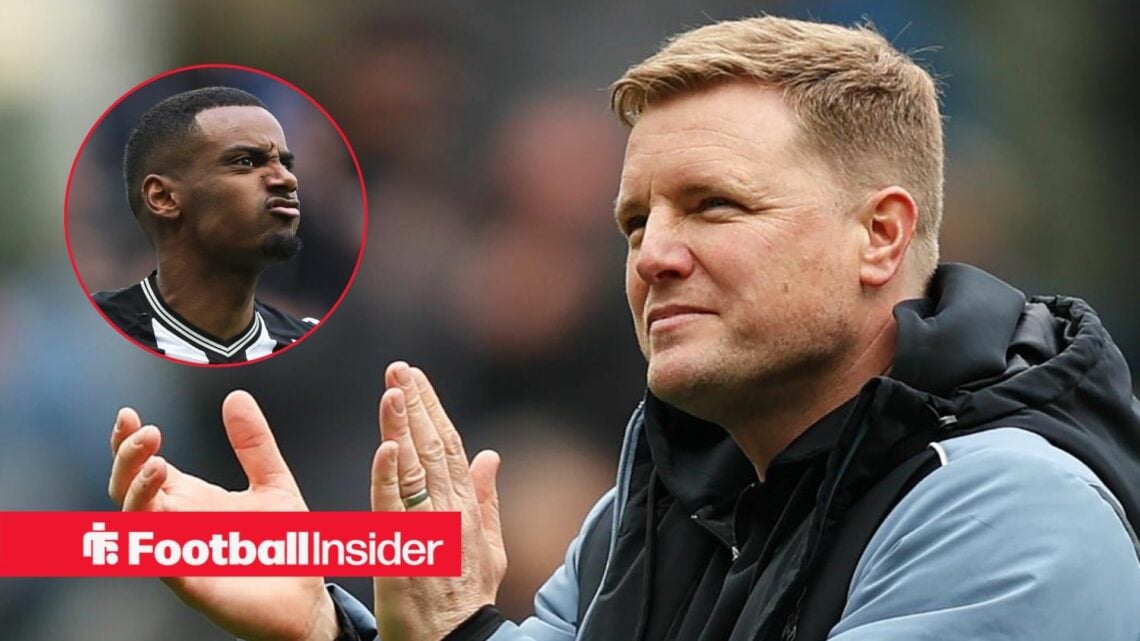 Newcastle manager Eddie Howe alongside a circular inset of Alexander Isak