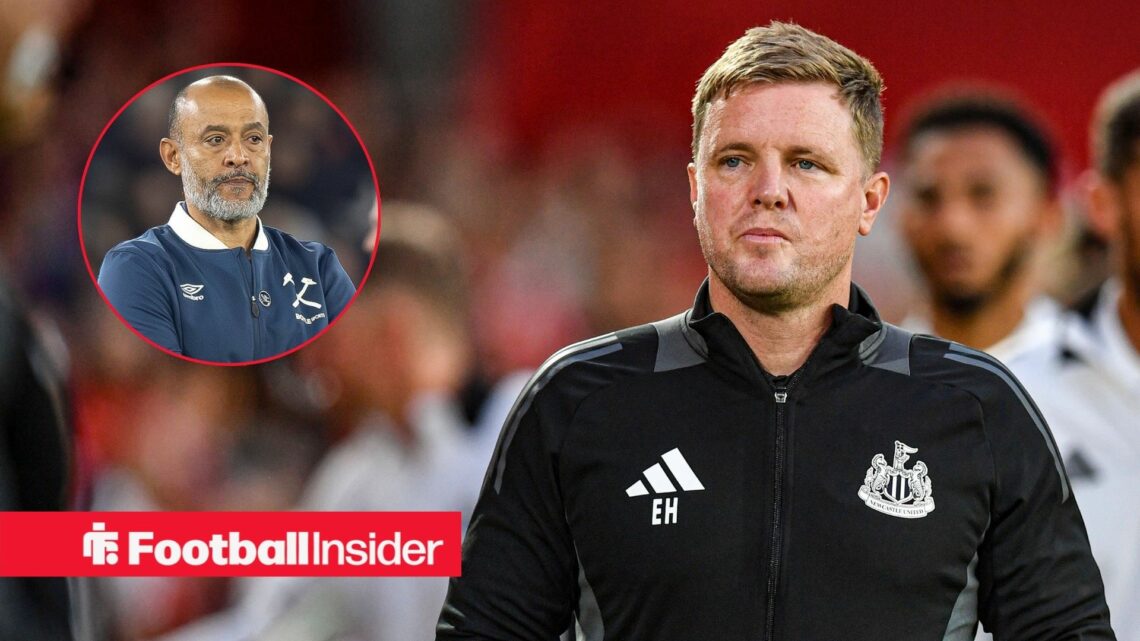 Eddie Howe on the pitch, Nuno Espirito Santo in a circular inset