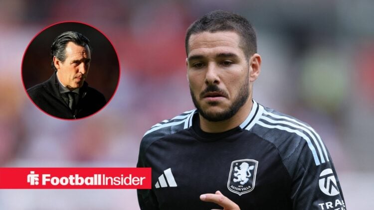 Aston Villa's Emi Buendia with Unai Emery inset