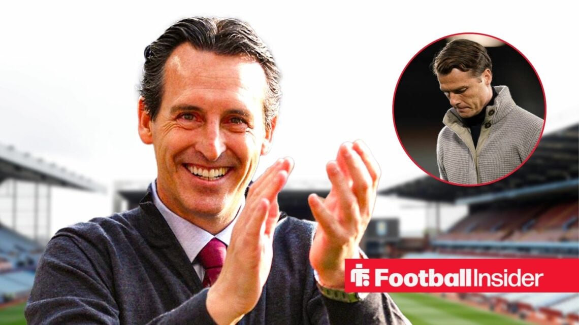 Unai Emery clapping with Scott Parker in a circular inset