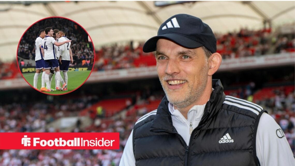 England manager Thomas Tuchel with England players inset