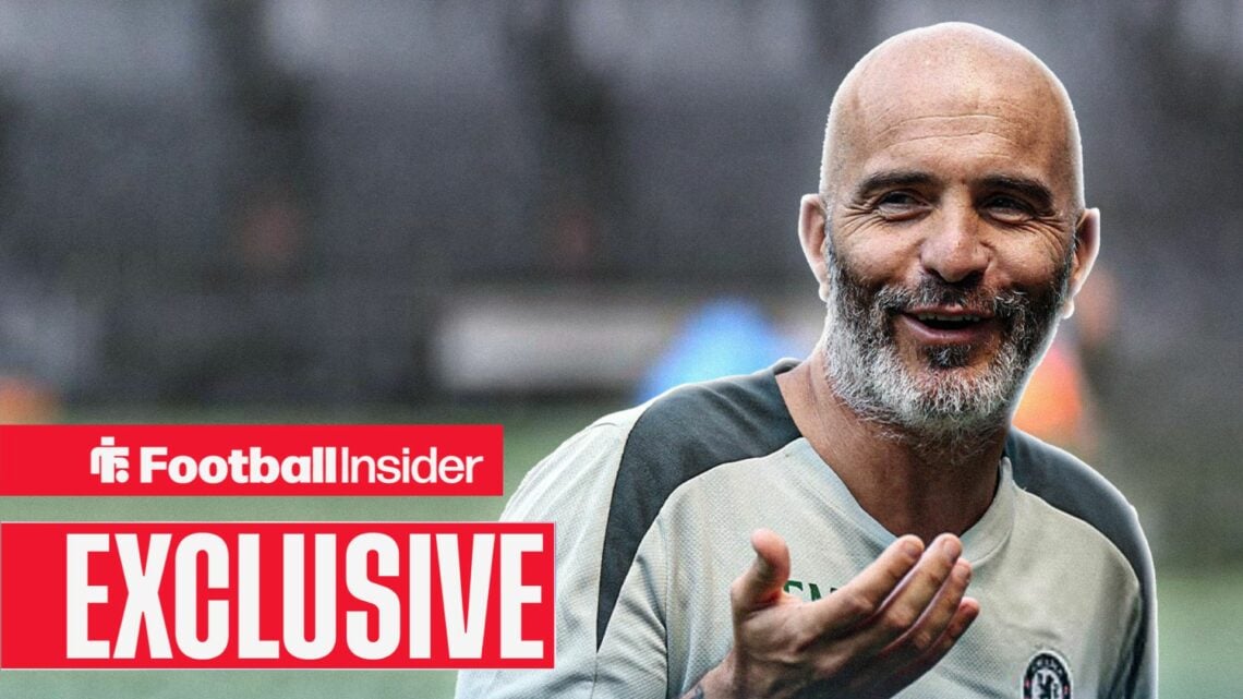 Enzo Maresca at Cobham Training Centre, exclusive banner