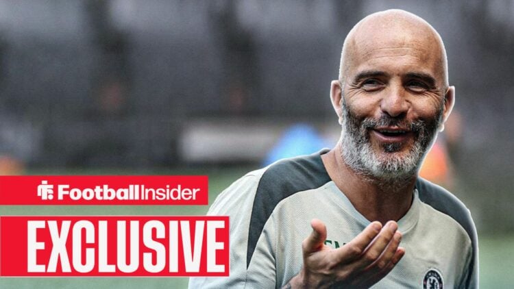 Enzo Maresca at Cobham Training Centre, exclusive banner