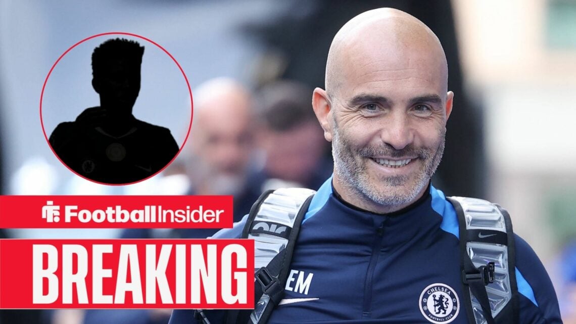 Enzo Maresca smiling, Estevao in a circular inset