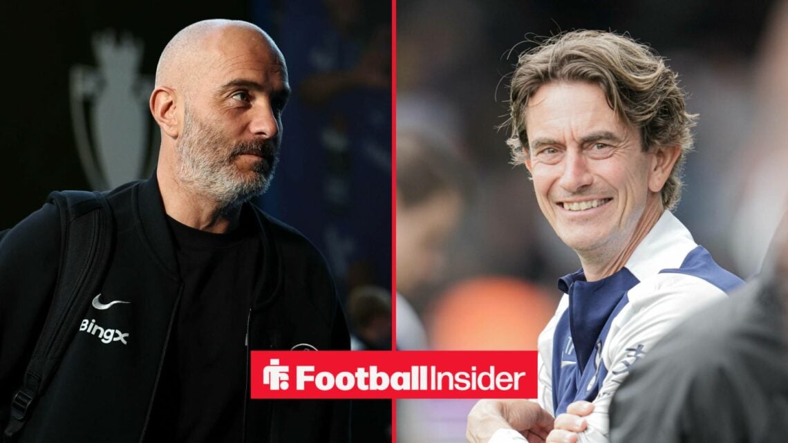 Chelsea manager Enzo Maresca alongside Spurs boss Thomas Frank