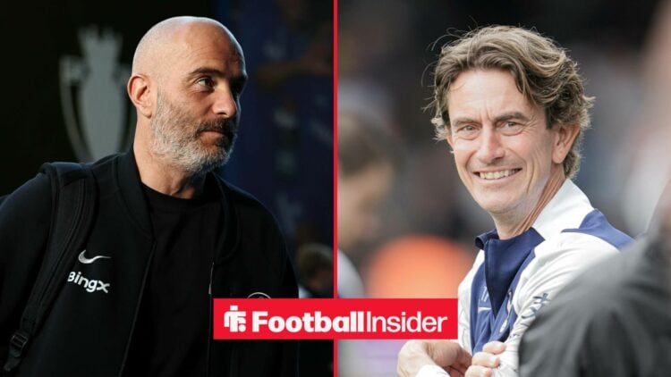 Chelsea manager Enzo Maresca alongside Spurs boss Thomas Frank