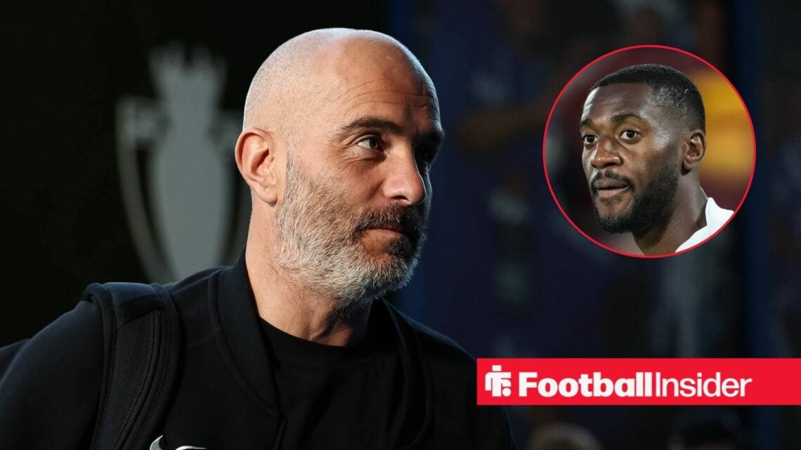 Chelsea manager Enzo Maresca alongside a circular inset of Tosin Adarabioyo