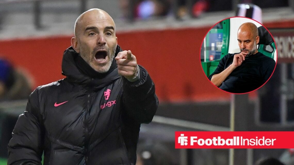 Enzo Maresca shouting and Pep Guardiola in inset