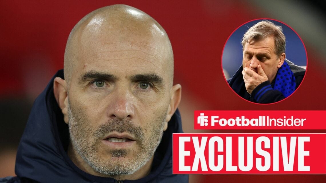 Enzo Maresca looking furious on the left with a shocked Todd Boehly covering his mouth on the right