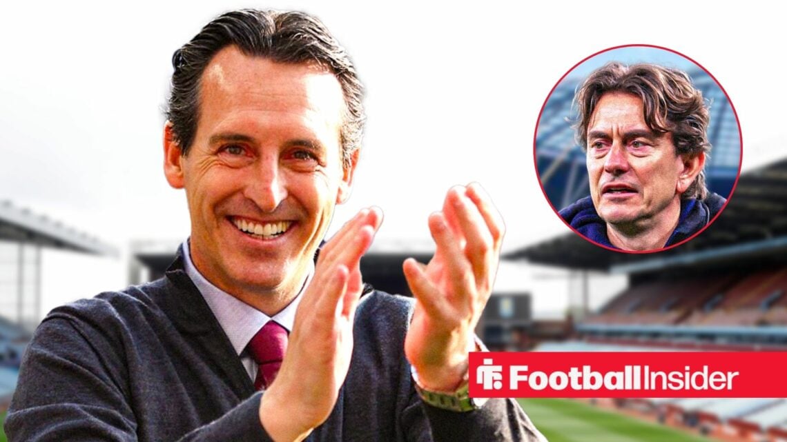 Unai Emery next to a circular inset of Thomas Frank