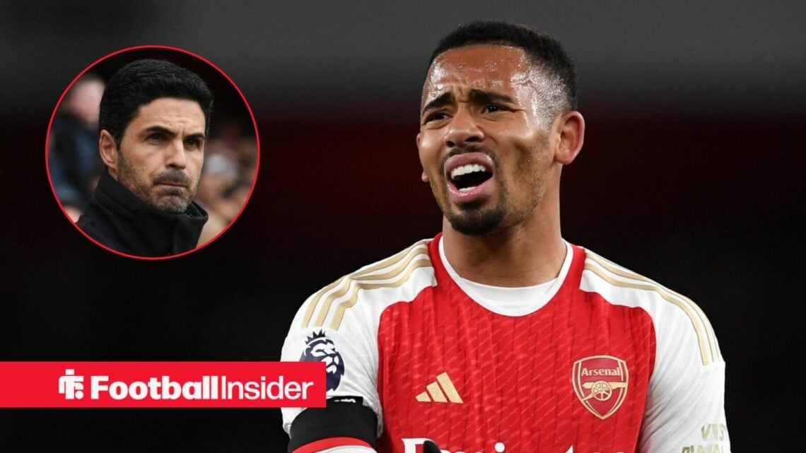 Arsenal striker Gabriel Jesus alongside manager Mikel Arteta