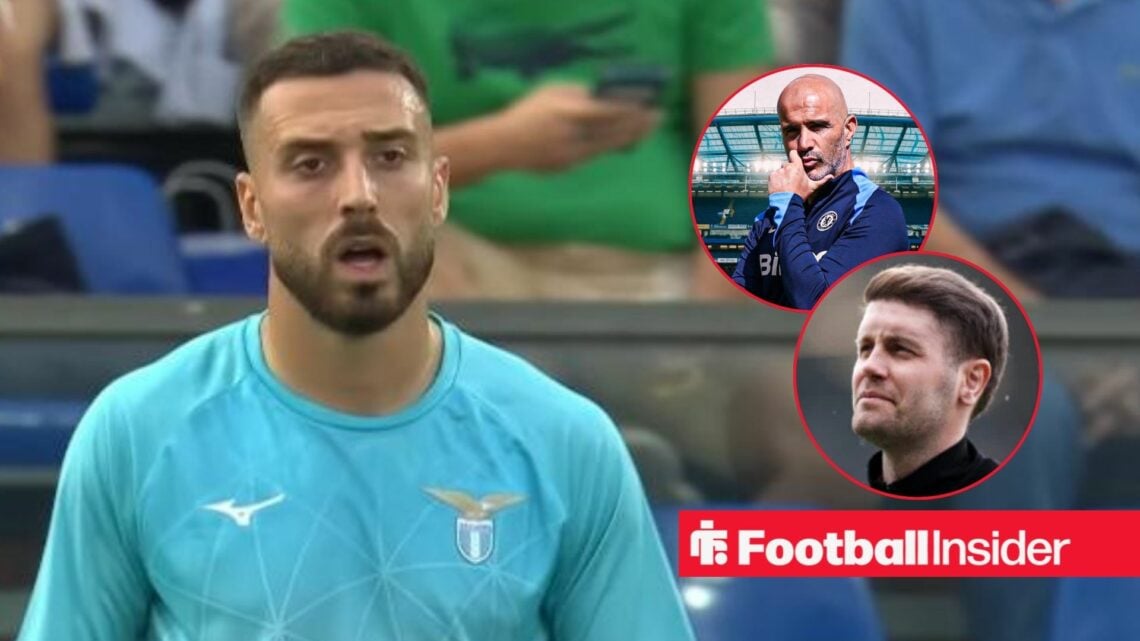 Mario Gila next to circular insets of Enzo Maresca and Fabian Huzeler