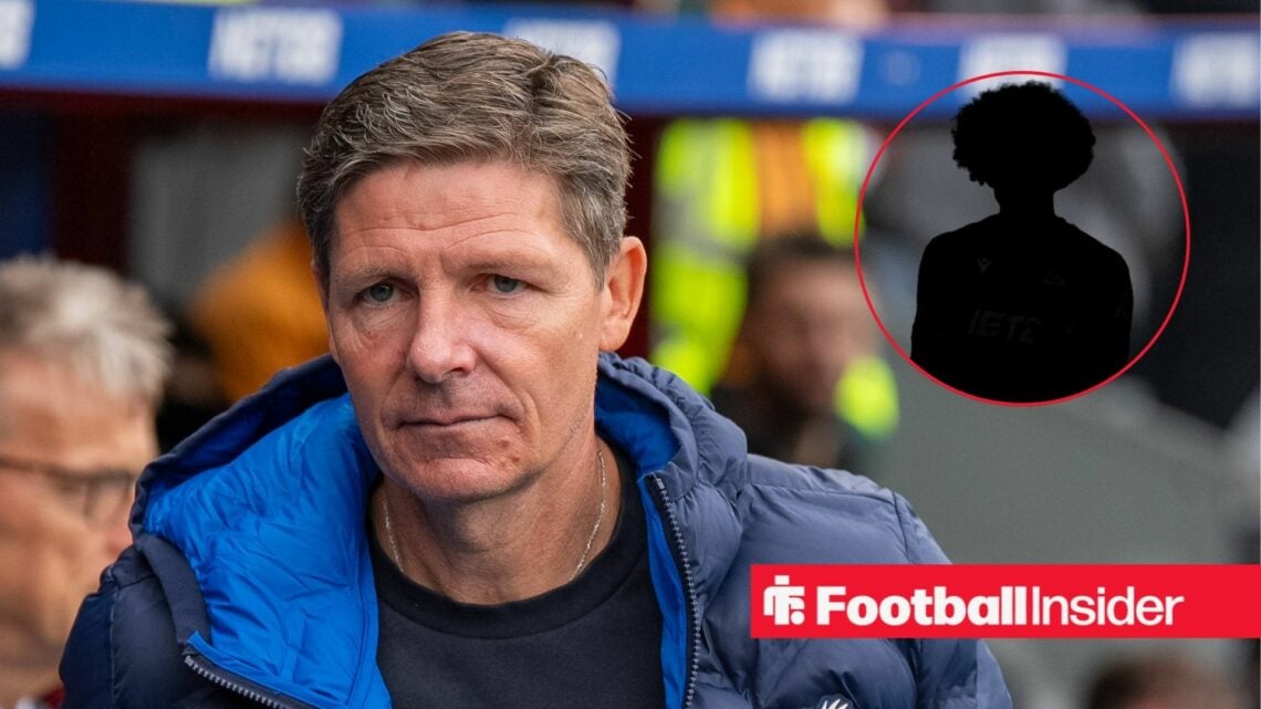 Crystal Palace boss Oliver Glasner with Chris Richards inset blacked out