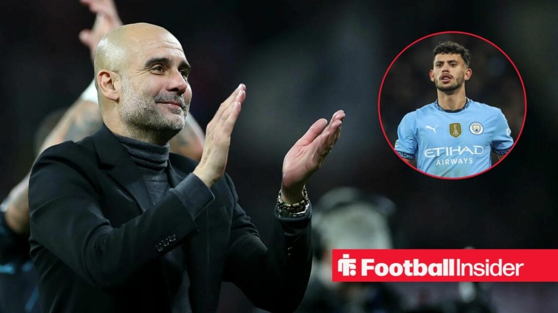 Pep Guardiola next to Matheus Nunes in a circular inset
