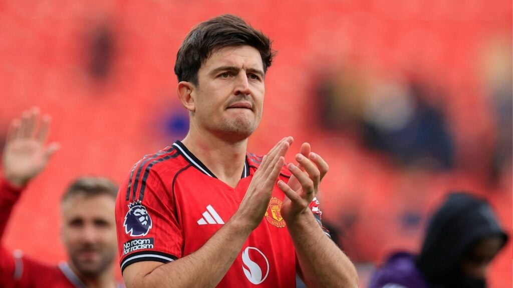 Harry Maguire applauding at Man United