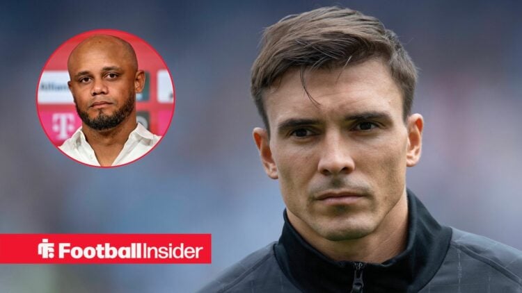 Joao Palhinha in a Tottenhan kit, Vincent Kompany in a circular inset