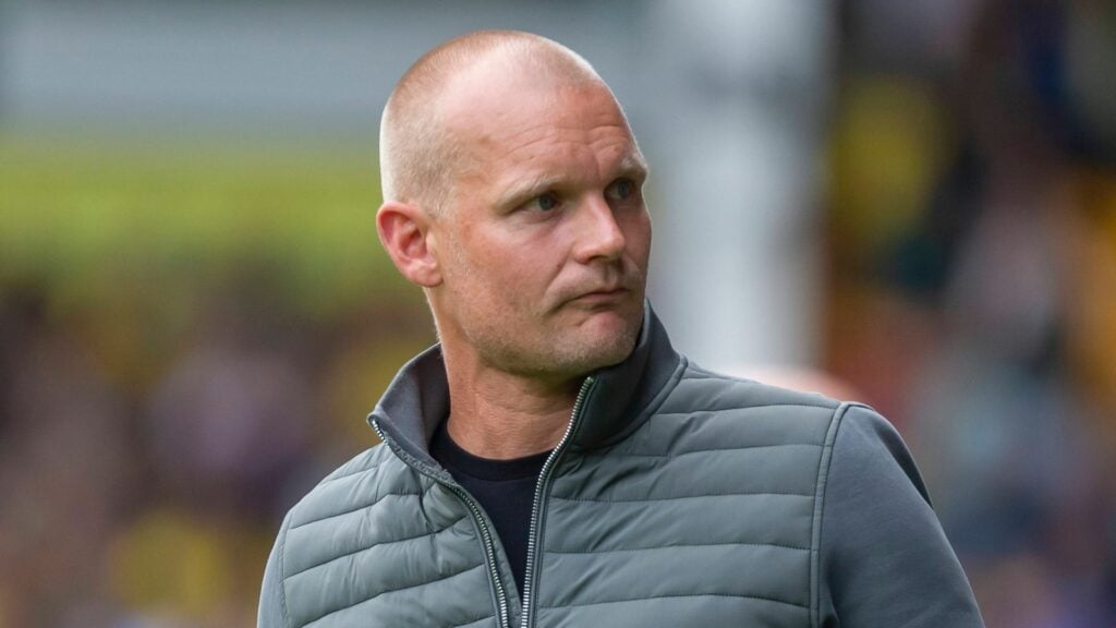 Liam Manning on the Norwich City touchline