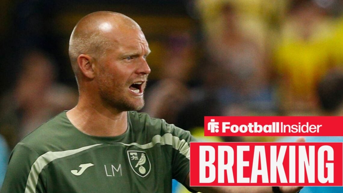 Liam Manning on the touchline at Norwich City