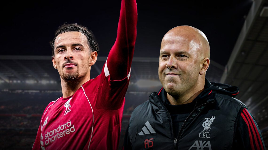 Curtis Jones next to Arne Slot