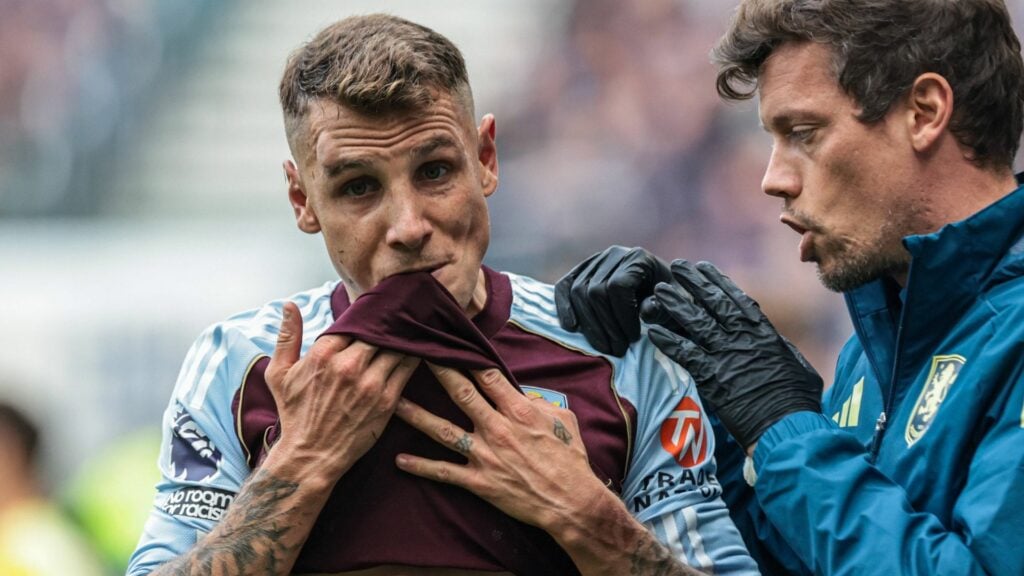 Lucas Digne being treated by the physio