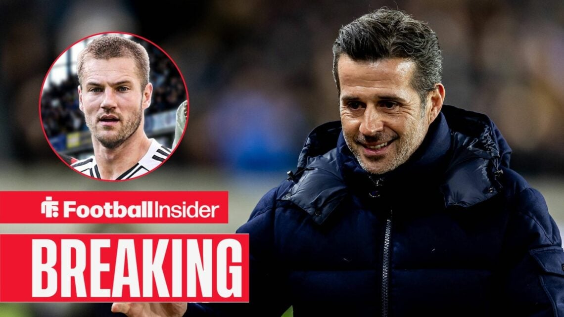 Marco Silva on the touchline, Joachim Andersen in a circular inset