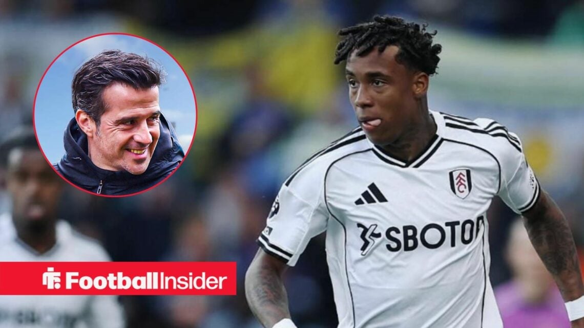 Marco Silva smiling on the left with a focused Kevin for Fulham on the right with his tongue sticking out