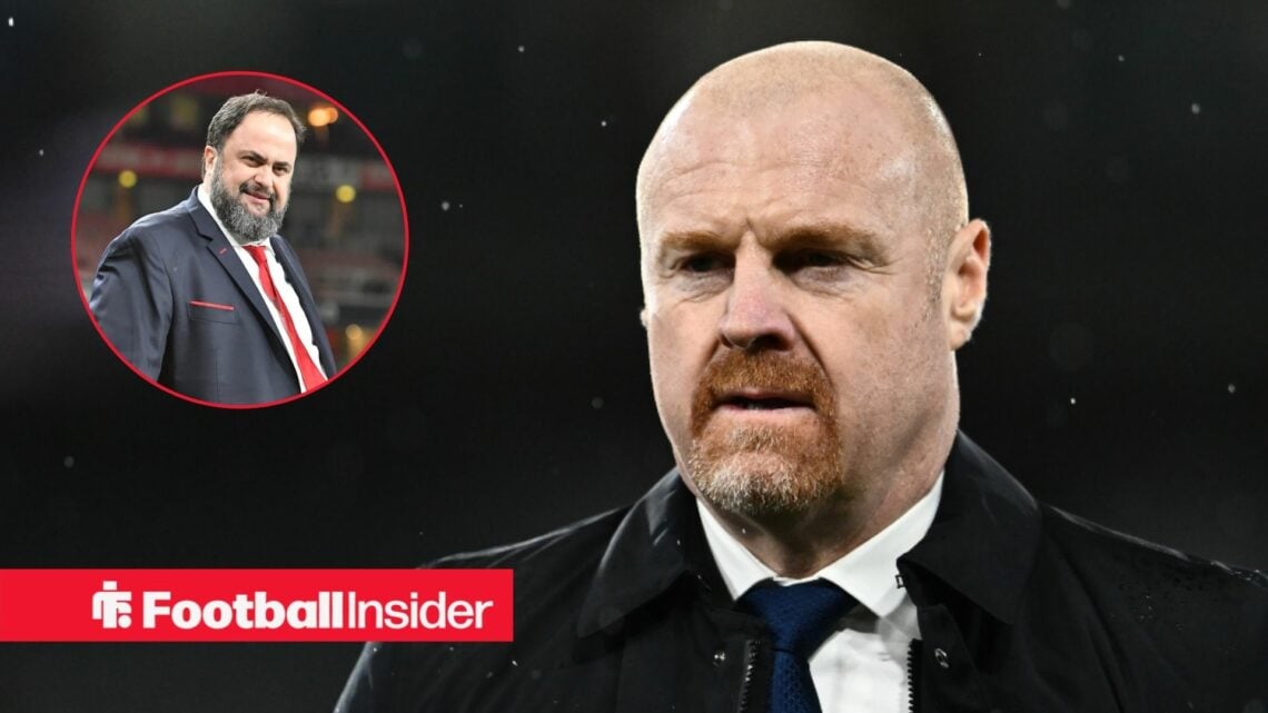 Sean Dyche next to a circular inset of Evangelos Marinakis